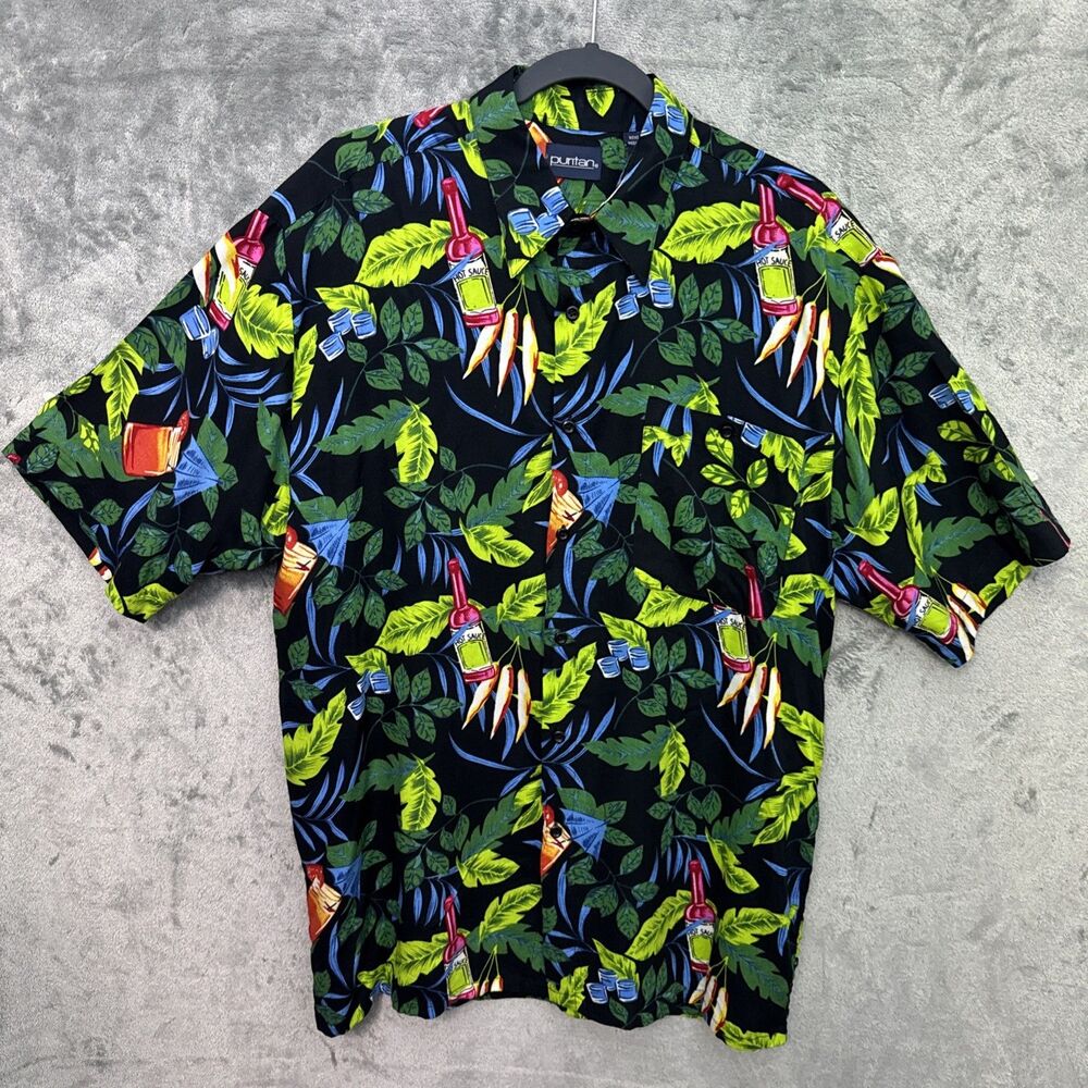 Vintage Puritan hawaiian shirt medium men rayon tropical button
